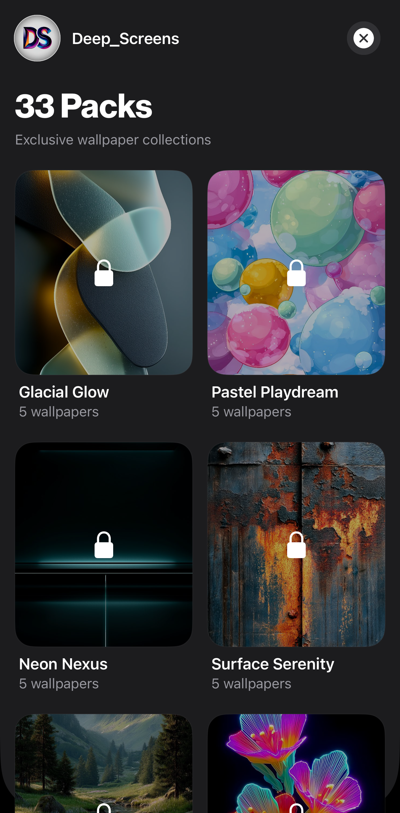 Show Walls 31 packs — exclusive wallpaper collections